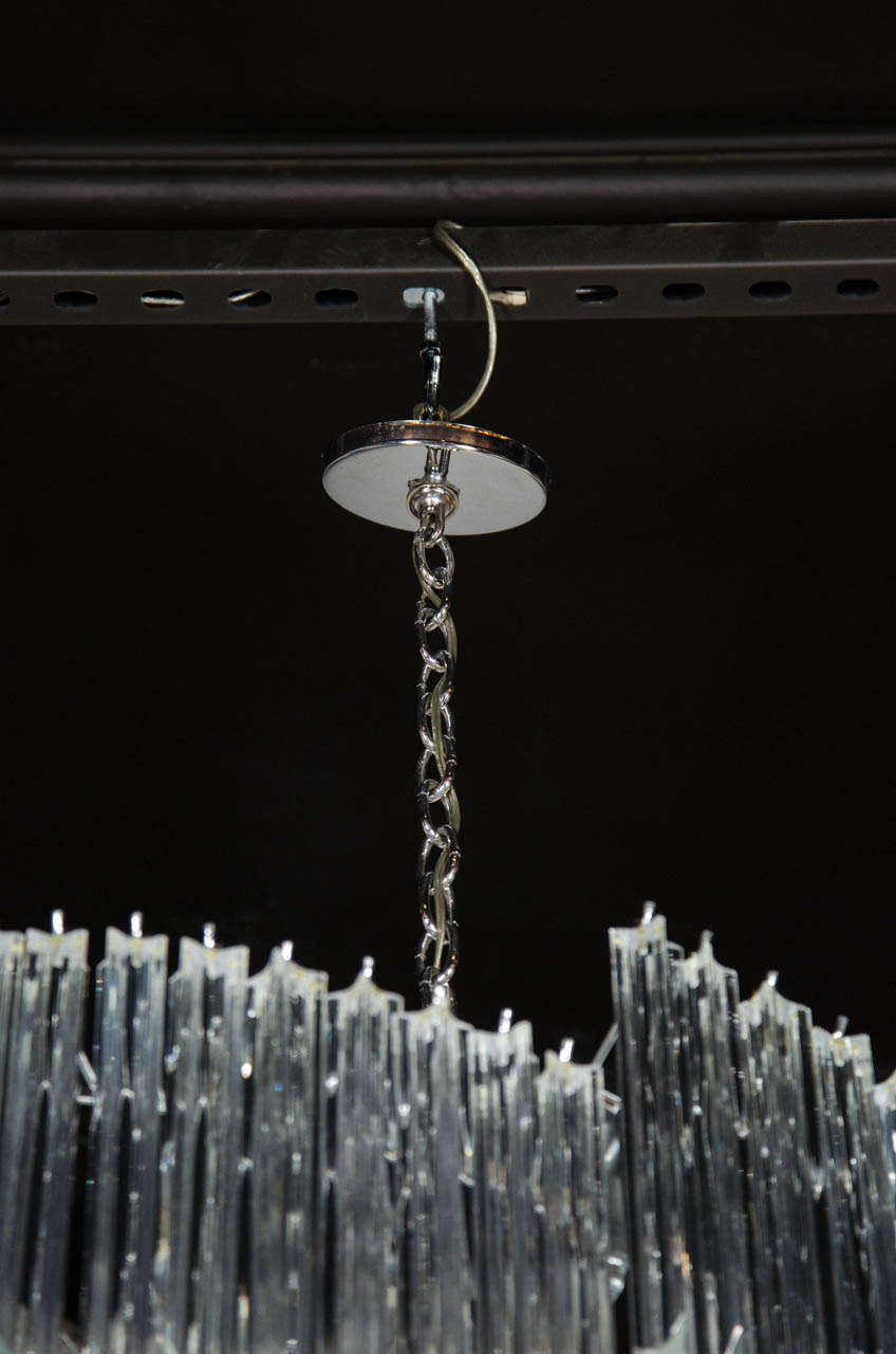 Mid-Century Modernist Asymmetrical Form Chandelier with Camer Crystals 1