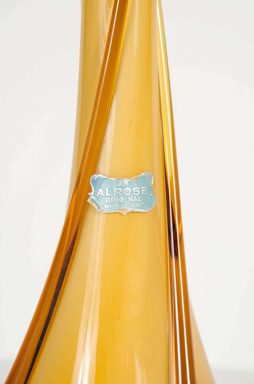 MidCentury Modern Twisted Spiral Amber Murano Glass Vase at 1stDibs