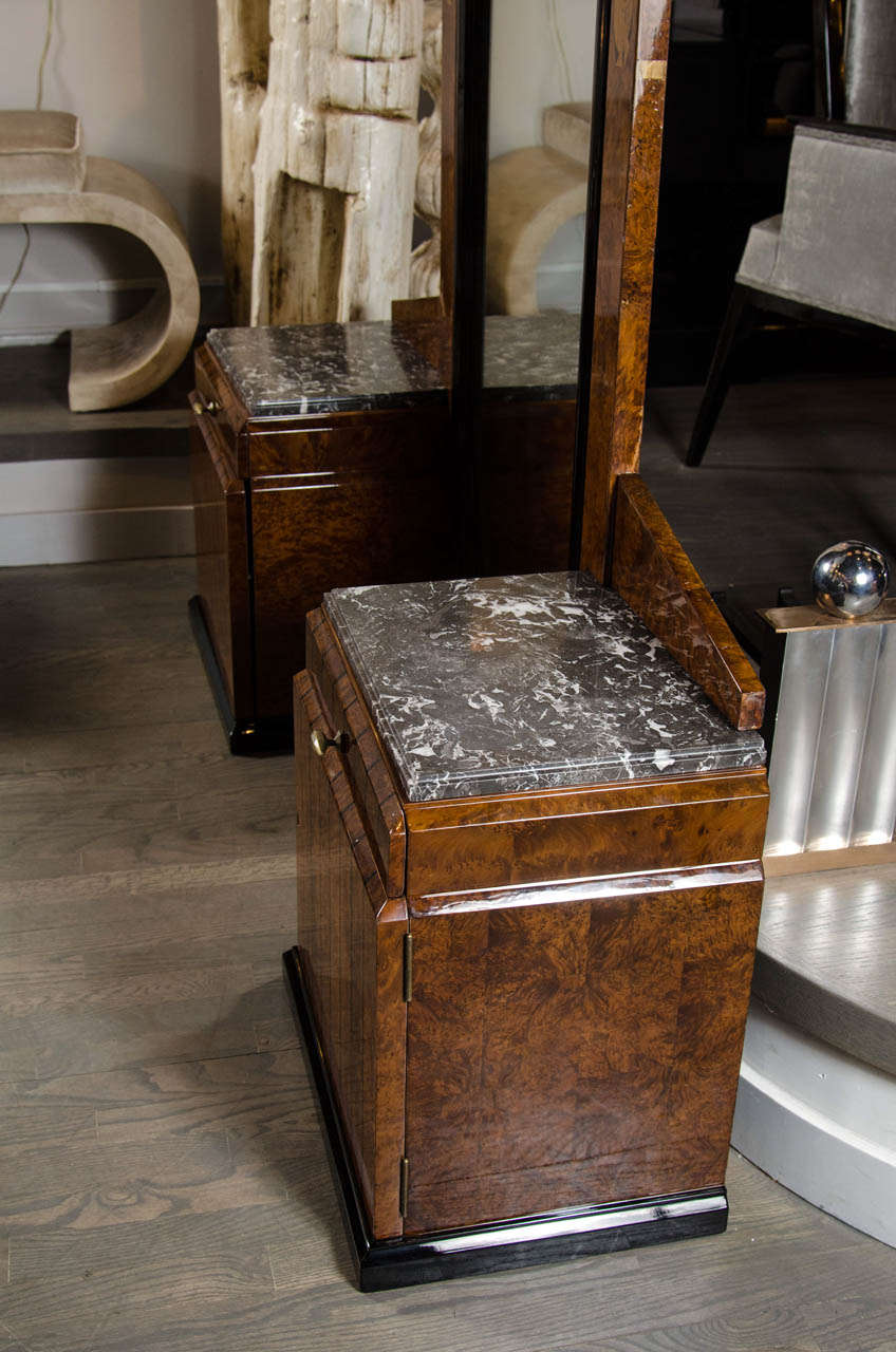 Stunning Art Deco FloorStanding Vanity/Dressing Mirror in Burled Elm