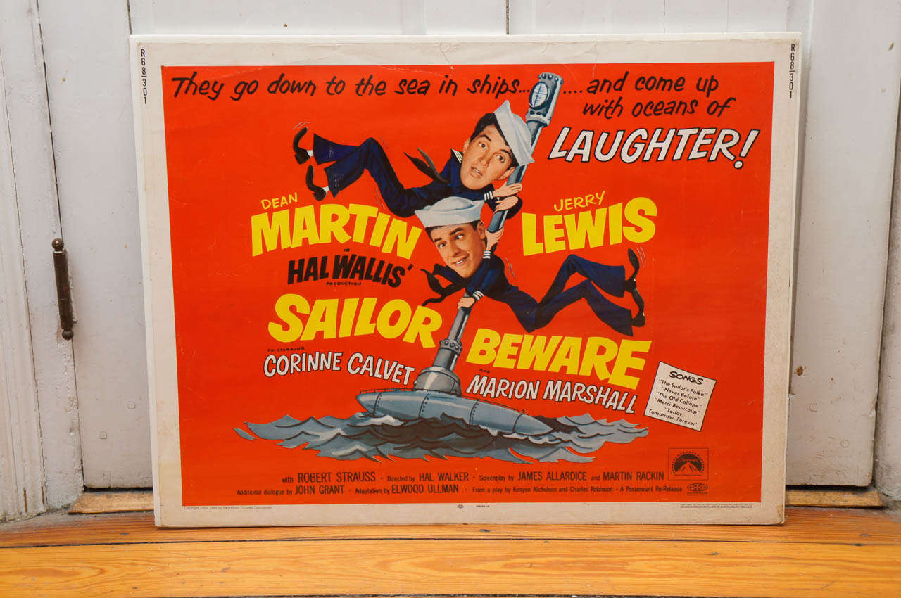 Unframed movie poster or lobby card for the Dean Martin and Jerry Lewis comedy 