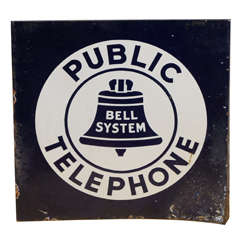 Bell System Double-Sided Steel Telephone Sign 10