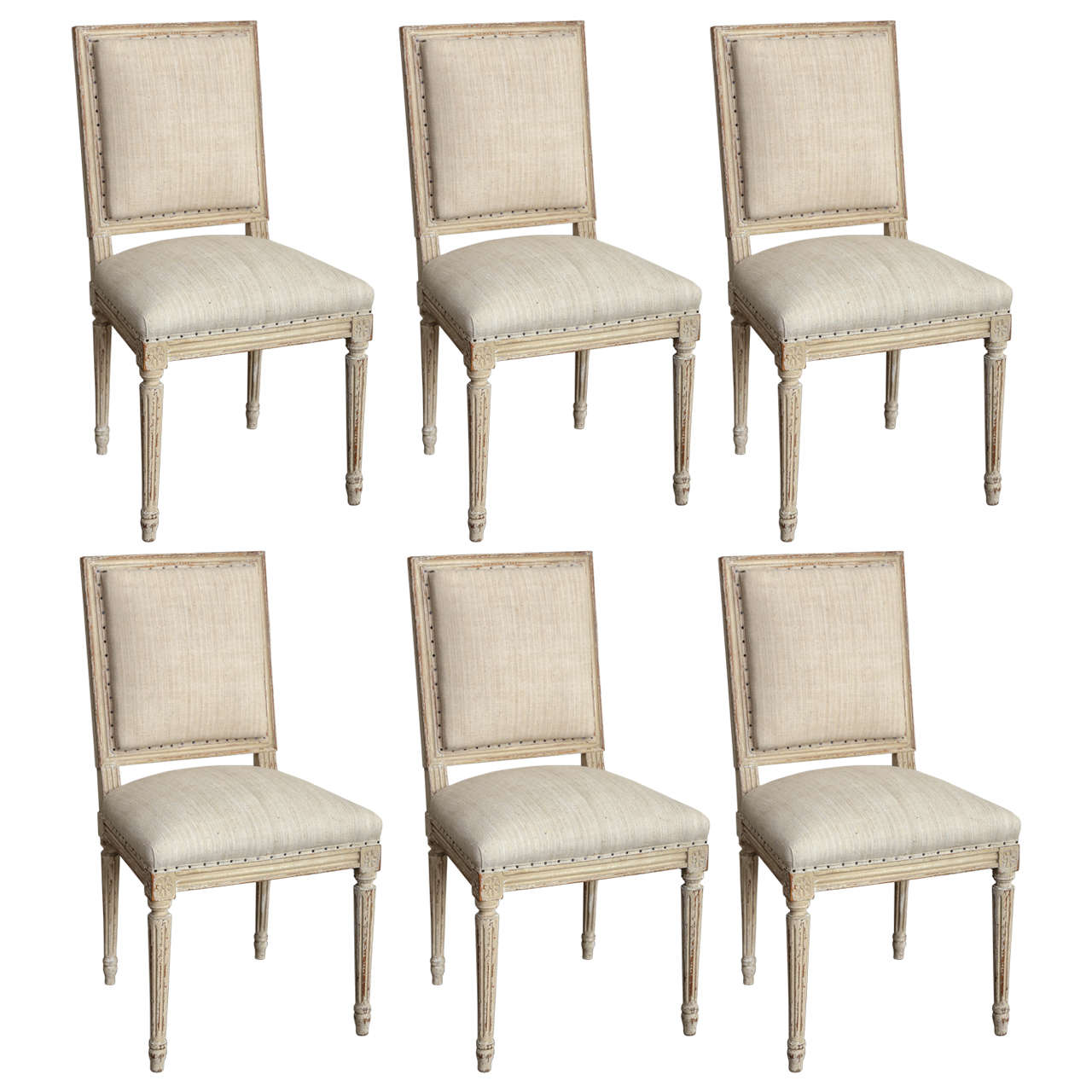 Louis XVI 19th Century Set of Six Dining Chairs