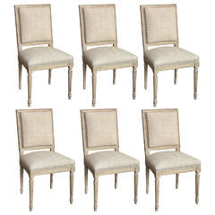 Antique Louis XVI 19th Century Set of Six Dining Chairs