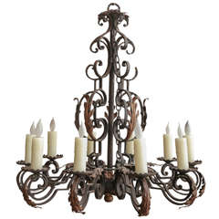 French 19th c Iron 10 arm chandelier