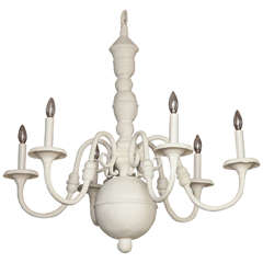 Dutch Style Plaster Six-Arm Chandelier, French, 1930s