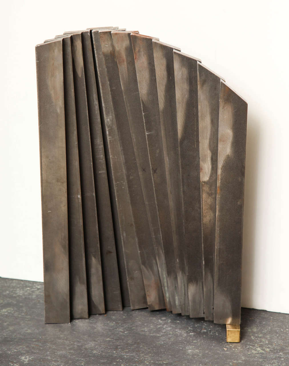 Abstract Steel and Brass Geometric Sculpture, Italian, 1970s 2