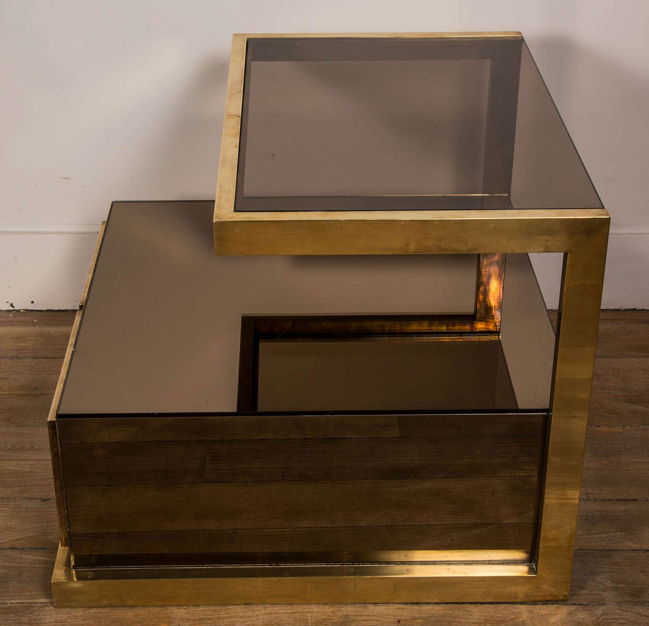 Pair of Bronze and Mirrored Nightstands by Michel Pigneres, 1970 1