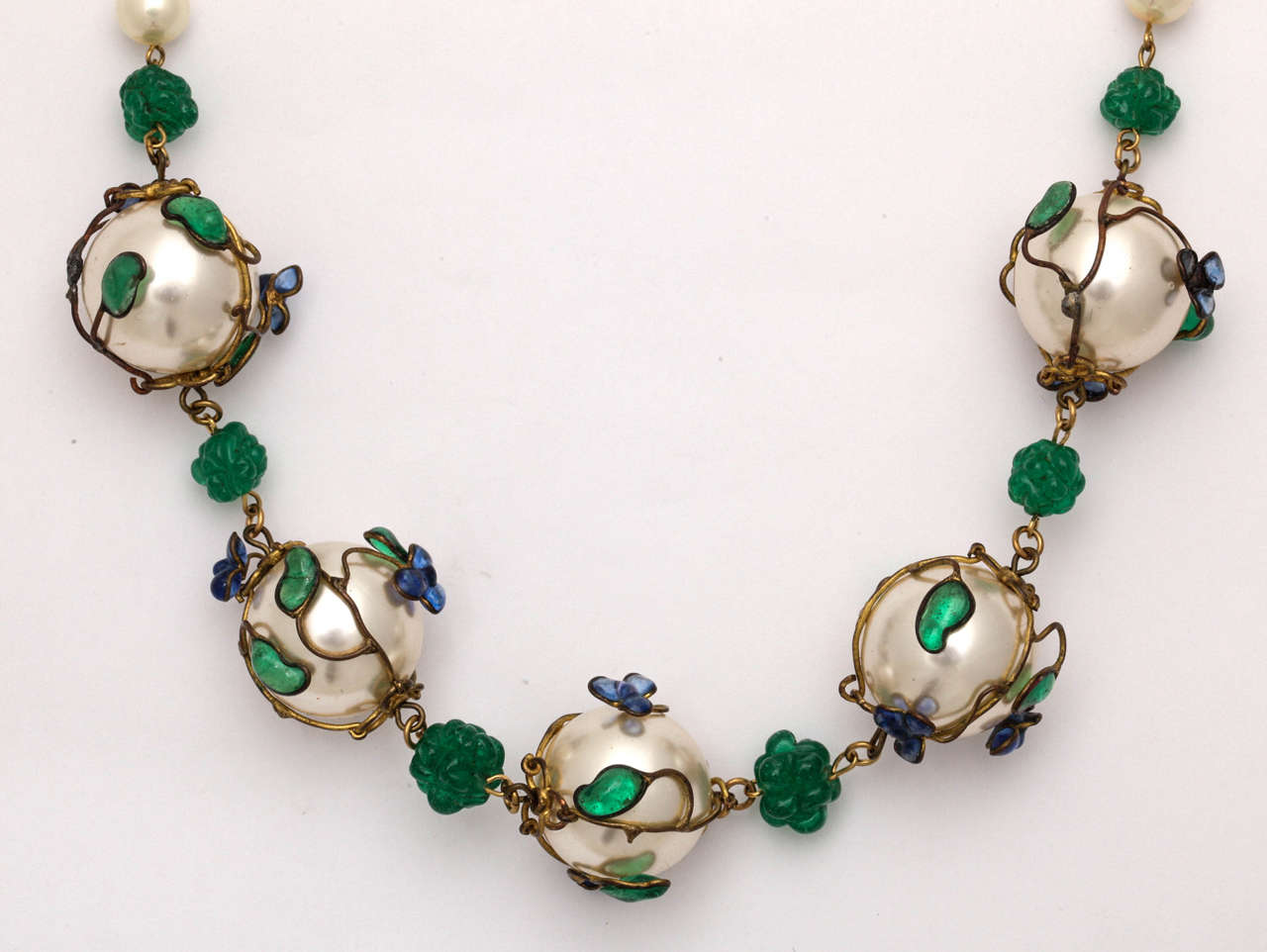Hollywood Regency Vintage Chanel Poured Glass and Wired 'Pearl' Necklace
