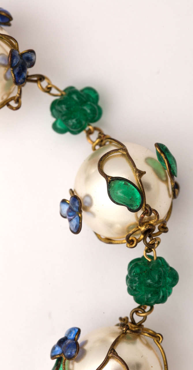 Vintage Chanel Poured Glass and Wired 'Pearl' Necklace at 1stdibs