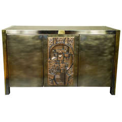 1970s French Sideboard Sculptural Decorative Panel