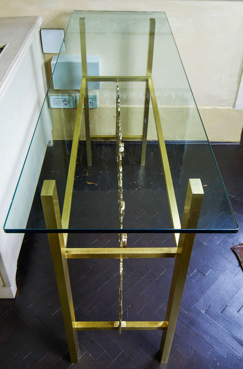 Luciano Frigerio Brass Console In Excellent Condition In Firenze, IT