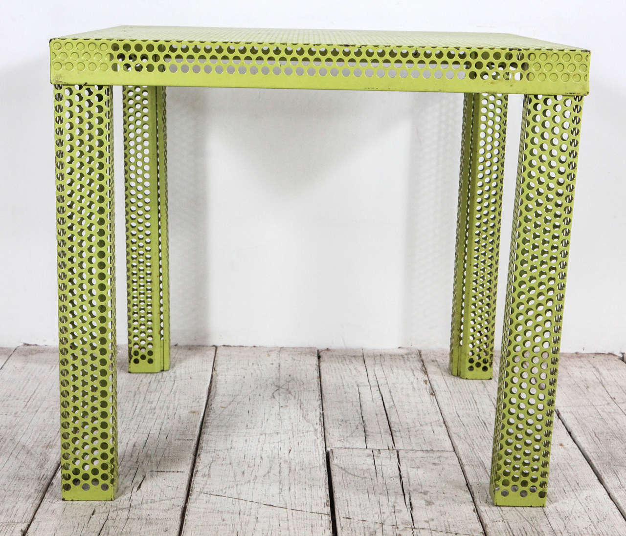 Modern Perforated Green Metal Large Side Table