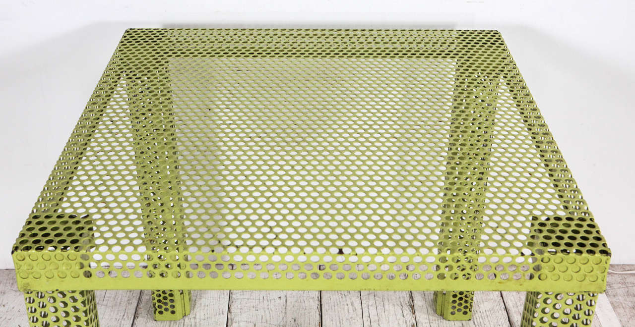 Late 20th Century Perforated Green Metal Large Side Table