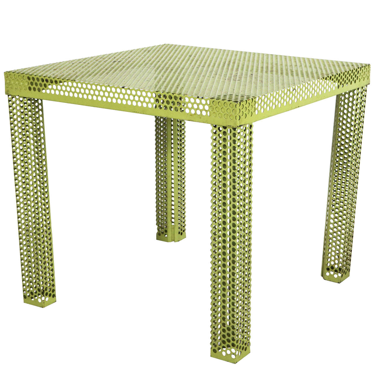 Perforated Green Metal Large Side Table