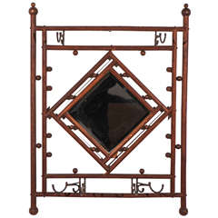 Vintage Wall Mount Coat Rack with Center Mirror