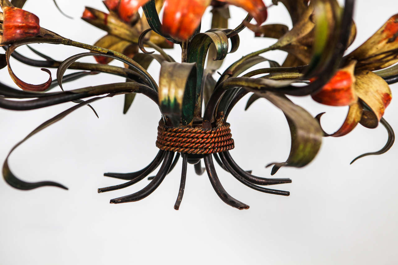 Italian Metal Floral Five-Arm Chandelier 2