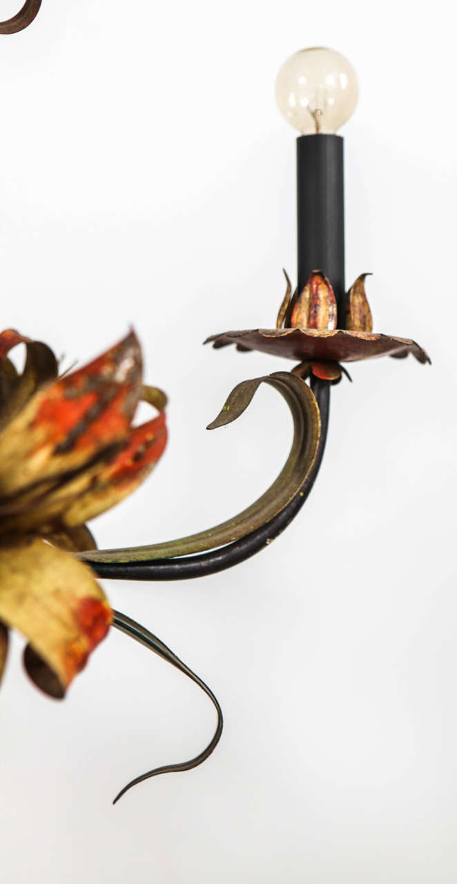 Italian Metal Floral Five-Arm Chandelier 4