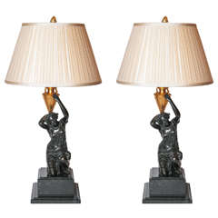 19th Century Classical Continental Bronze Kneeling Females made into Lamps 10