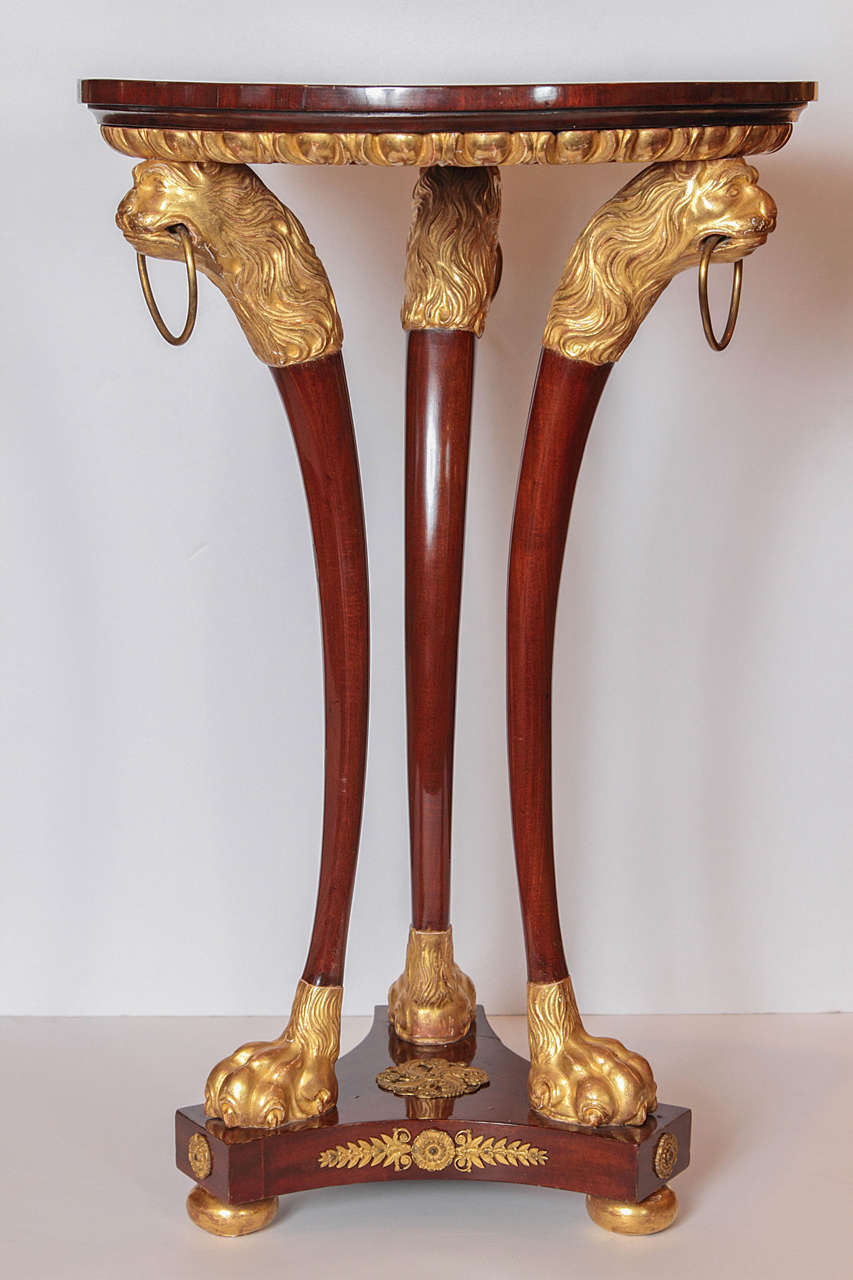 19th Century Empire Mahogany and Gilt Bronze Animal Head and Pawed Feet Gueridon 6