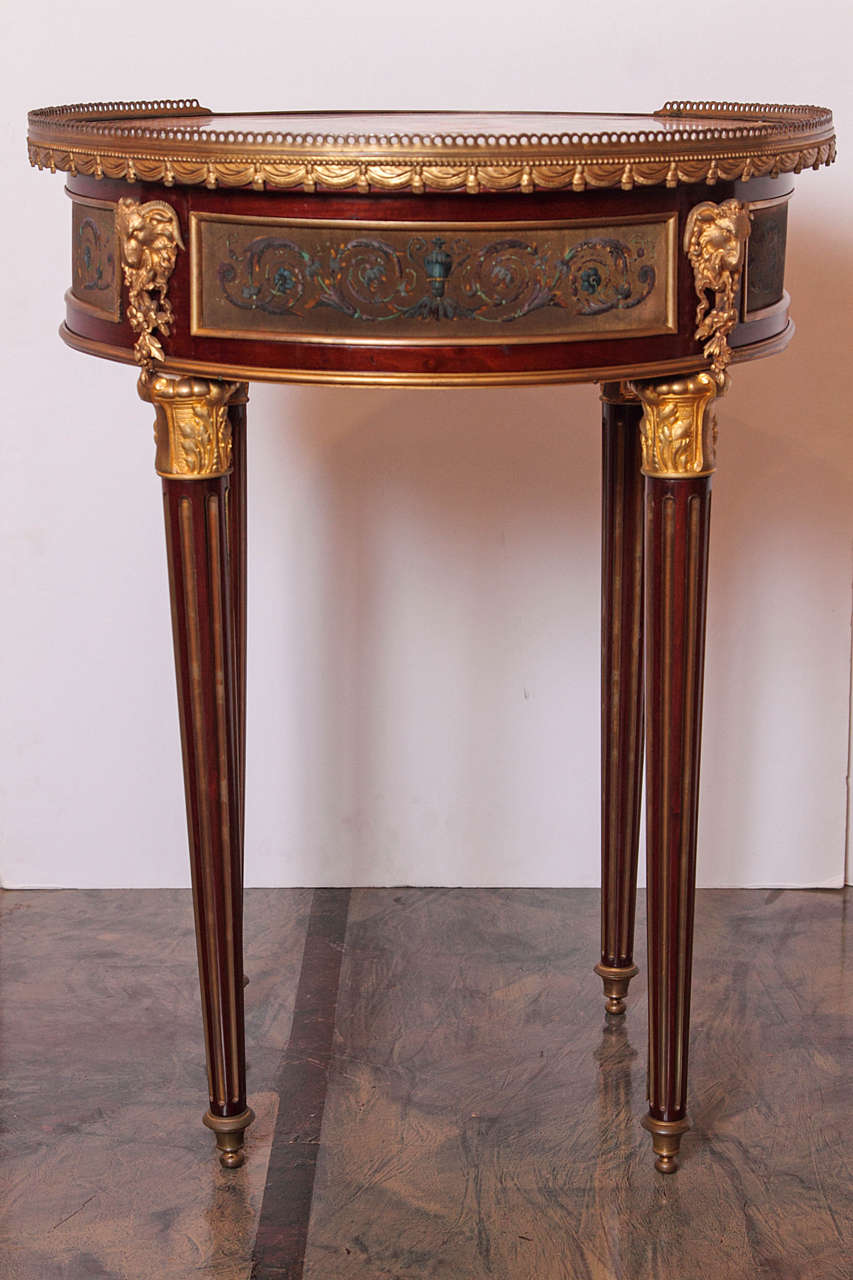 19th Century Signed Krieger Side Table with Gilt Bronze Mounts In Good Condition In Dallas, TX