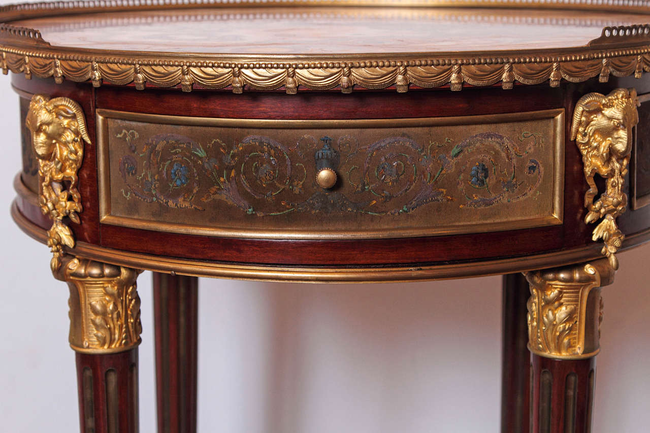 19th Century Signed Krieger Side Table with Gilt Bronze Mounts 2
