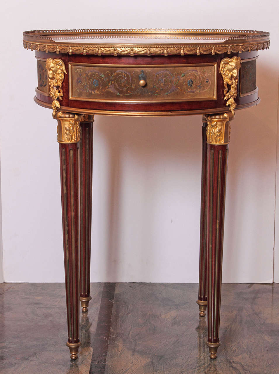 19th Century Signed Krieger Side Table with Gilt Bronze Mounts 5