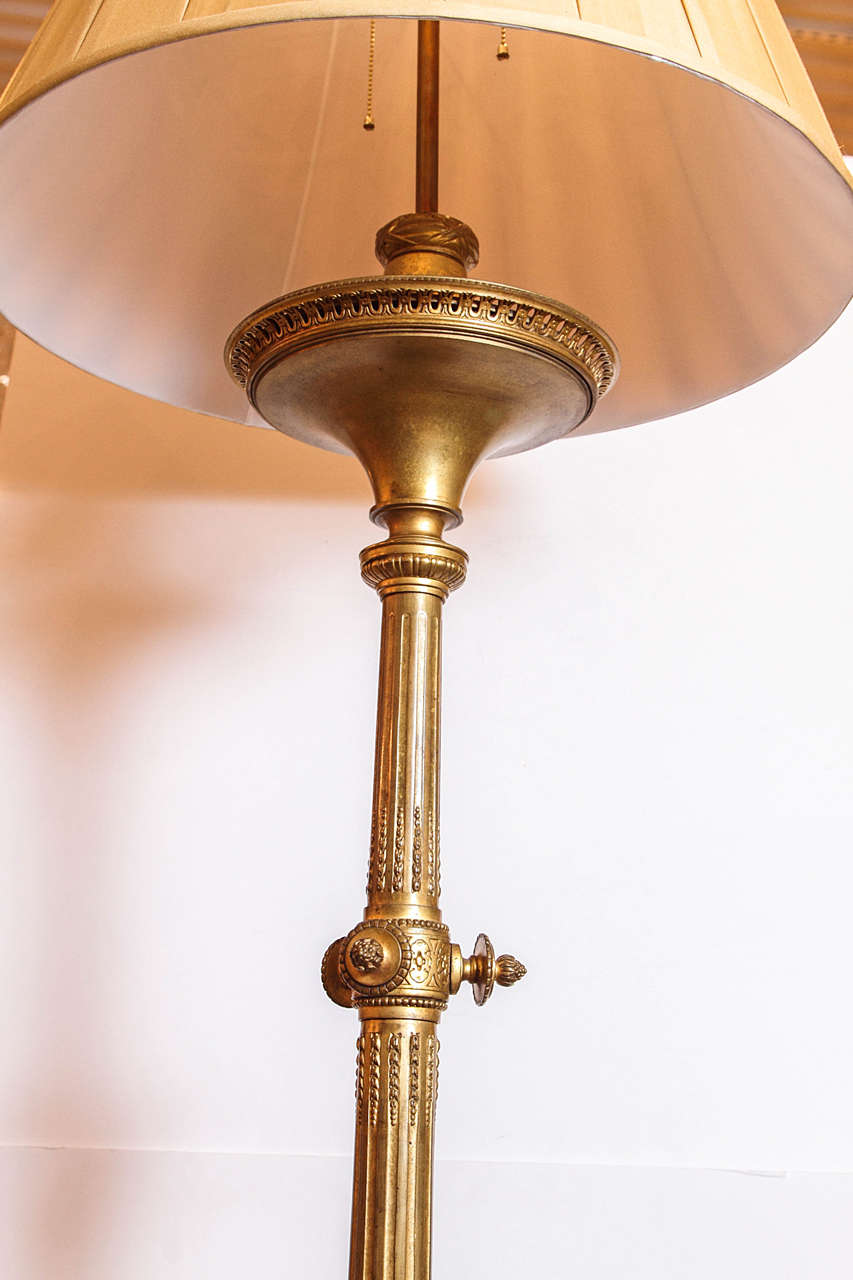 European 19th Century Fine Louis XVI Gilt Bronze Torchiere Floor Lamp