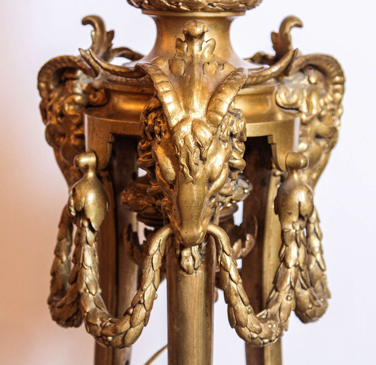 19th Century Fine Louis XVI Gilt Bronze Torchiere Floor Lamp In Excellent Condition In Dallas, TX