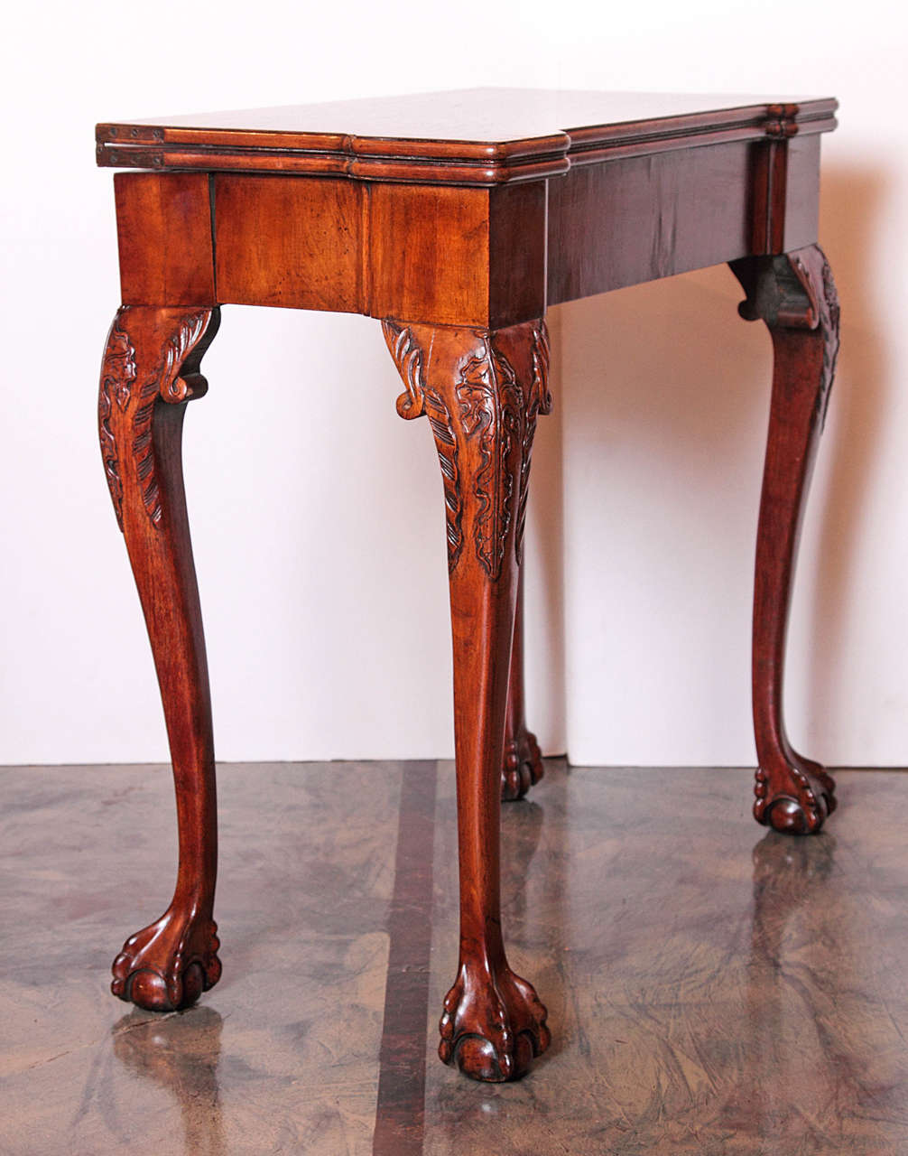 Pair of English Burled Walnut Card Tables 4