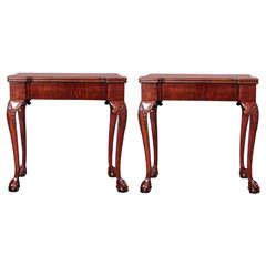 Pair of English Burled Walnut Card Tables