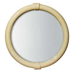Cream Lacquer Mirror in the Style of Karl Springer