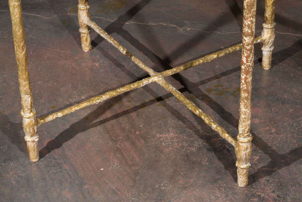 Italian Round Gold Leaf Side Table in the Style of Giacometti