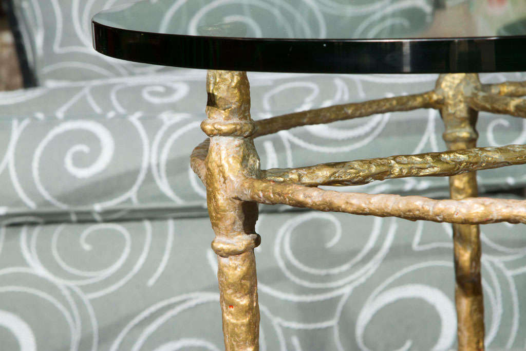 Round Gold Leaf Side Table in the Style of Giacometti 3
