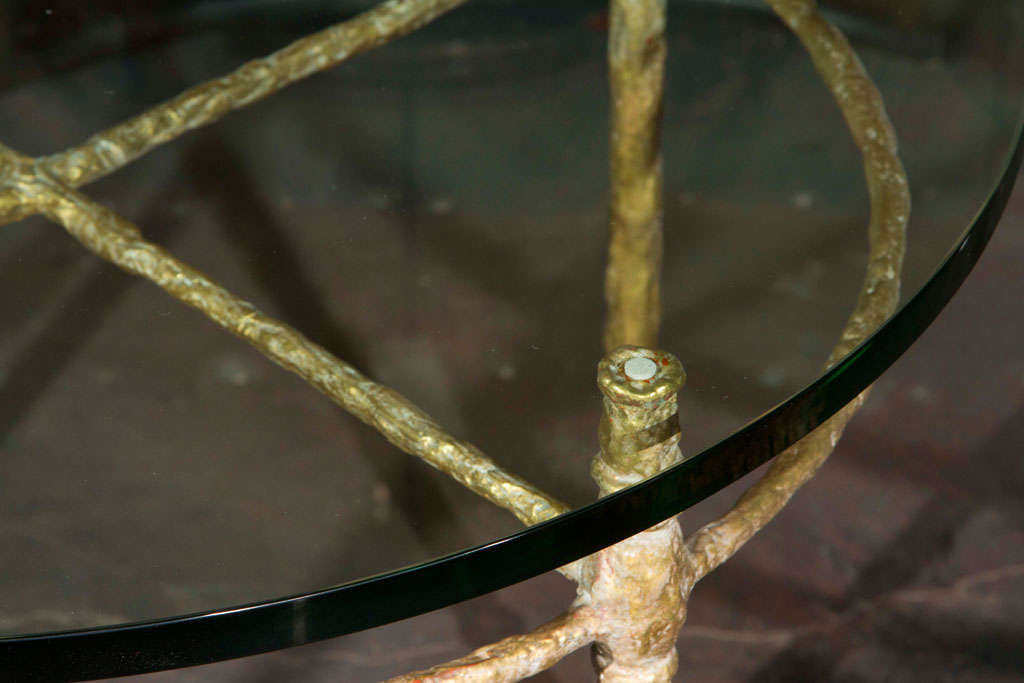 Round Gold Leaf Side Table in the Style of Giacometti 5