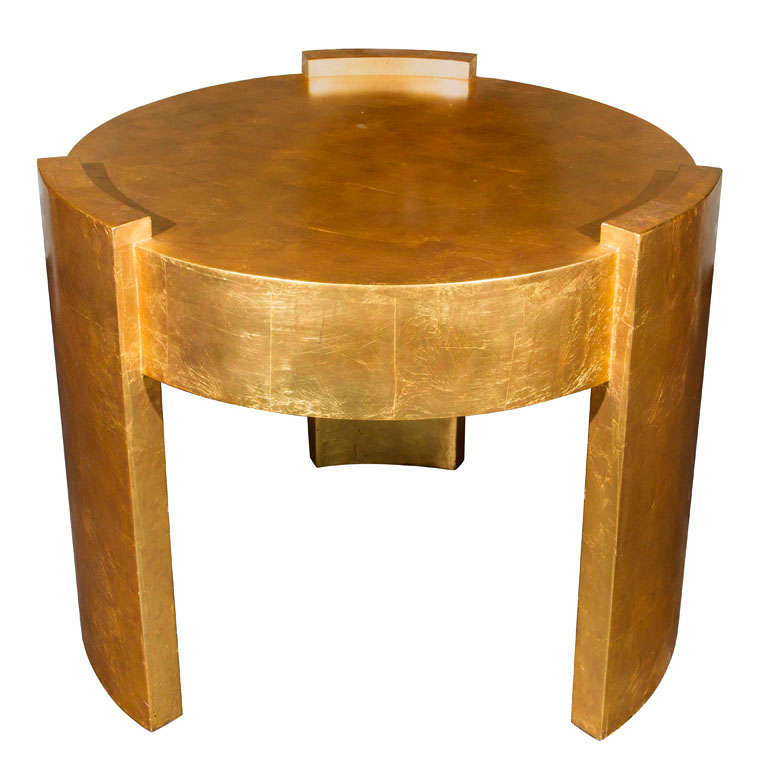 Gold Leaf Art Deco Style Table Attributed to Joseph de Coene at 1stDibs