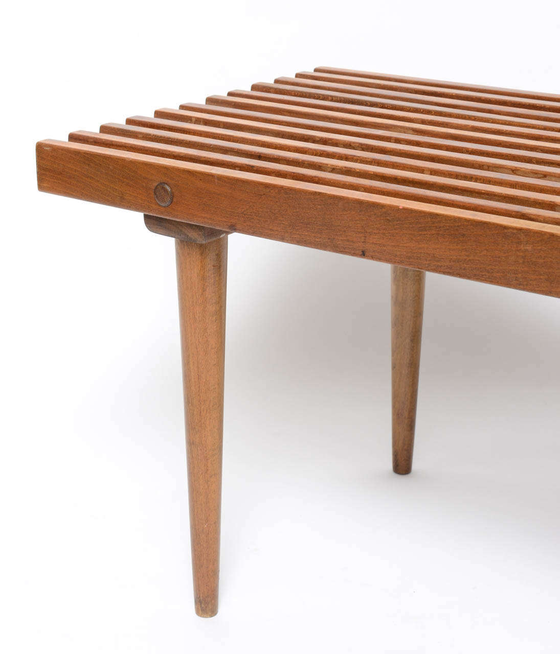 George Nelson Lattenrost Wood Bank/Kaffeetisch (Mitte des 20. Jahrhunderts)