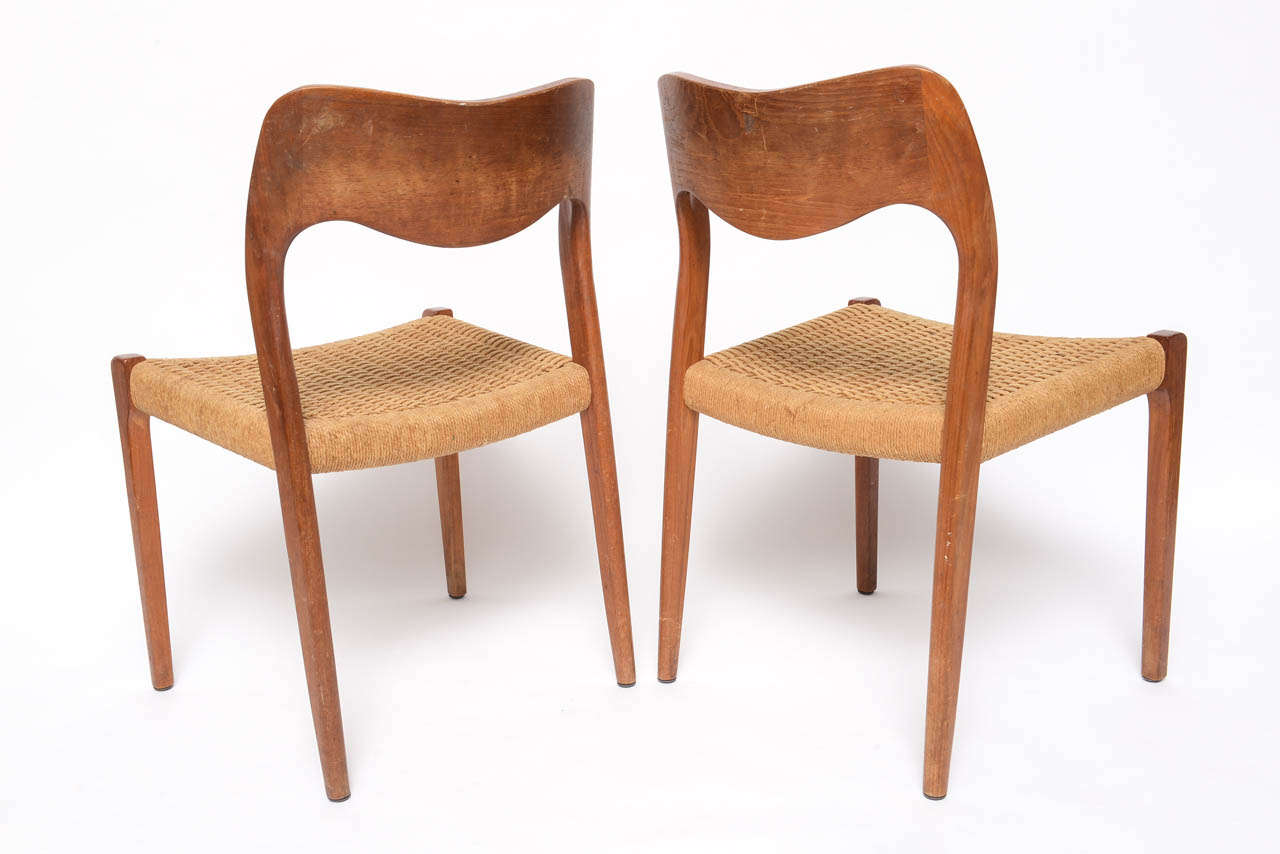 Moeller Teak Dining Chairs, Set of Eight from the 1960s In Good Condition In Miami, FL