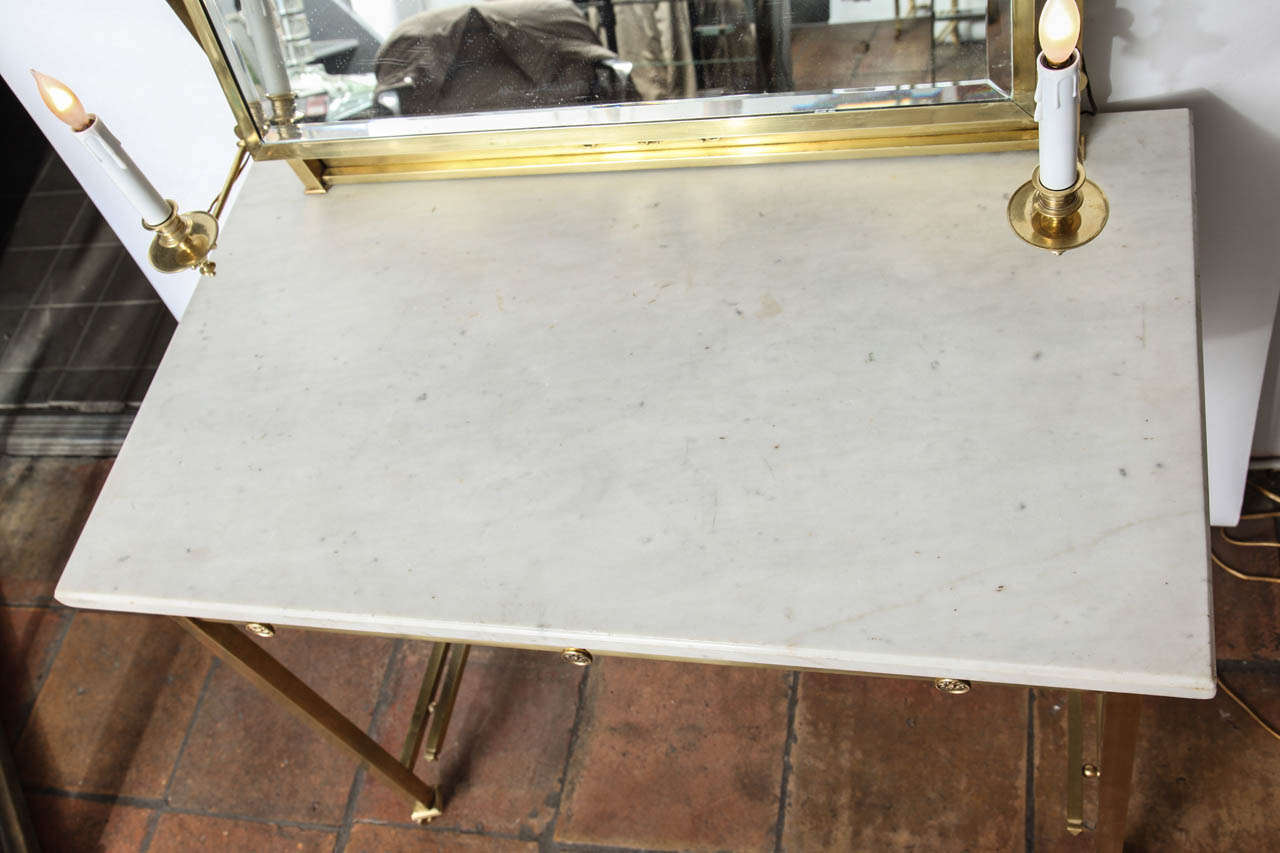 Masion Jansen Neoclassical Style Marble Top Mirrored Vanity Table In Excellent Condition In New York, NY