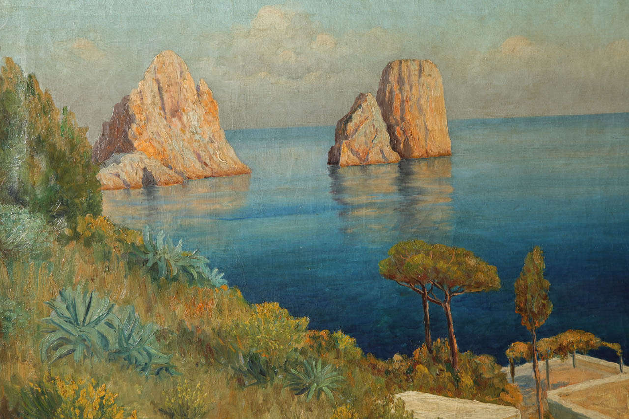 Mid-20th Century Capri Coastline Oil on Canvas By W.Welters