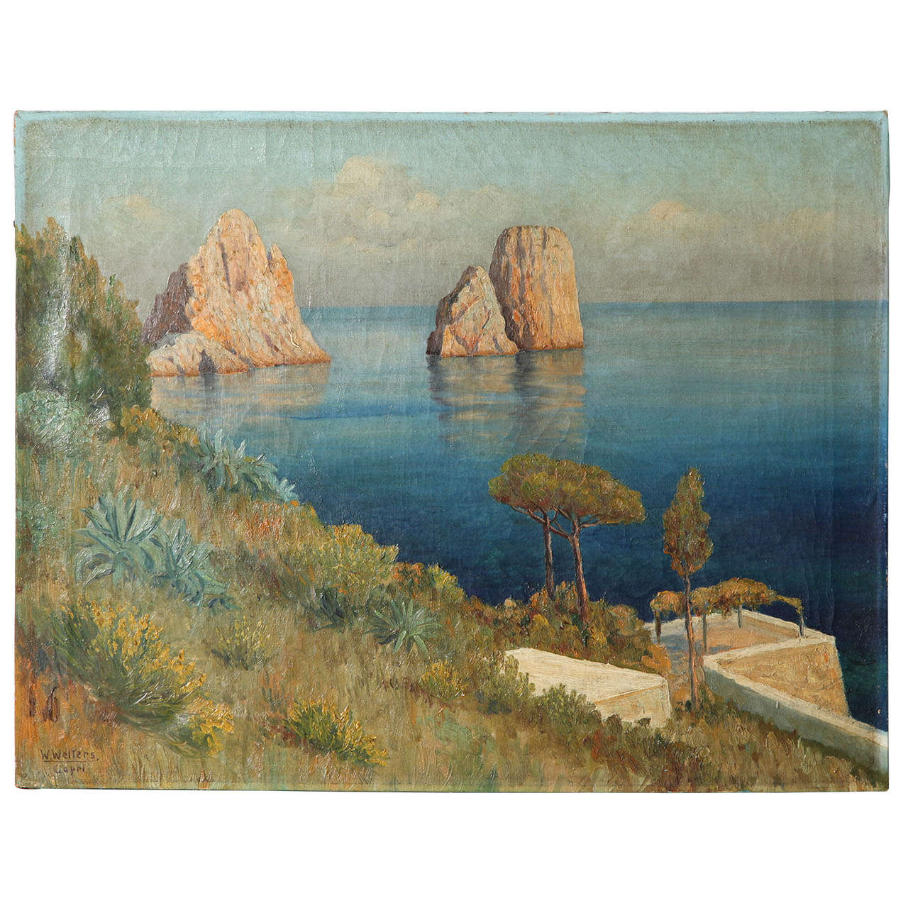 Capri Coastline Oil on Canvas By W.Welters