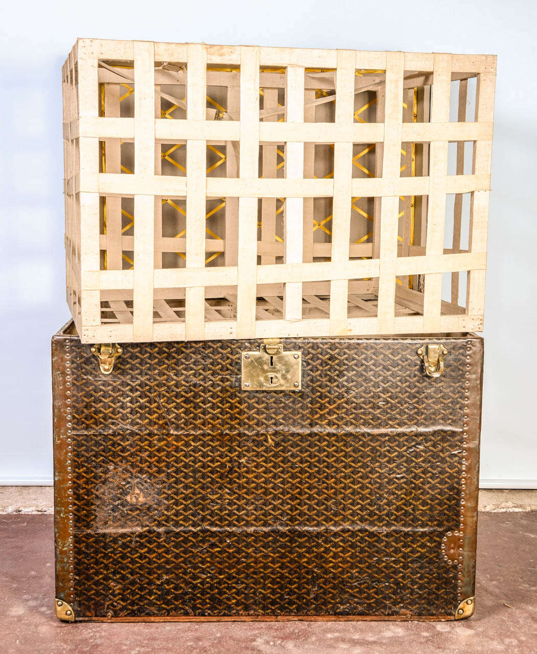 Wood Magnificent Vintage Goyard Trunk