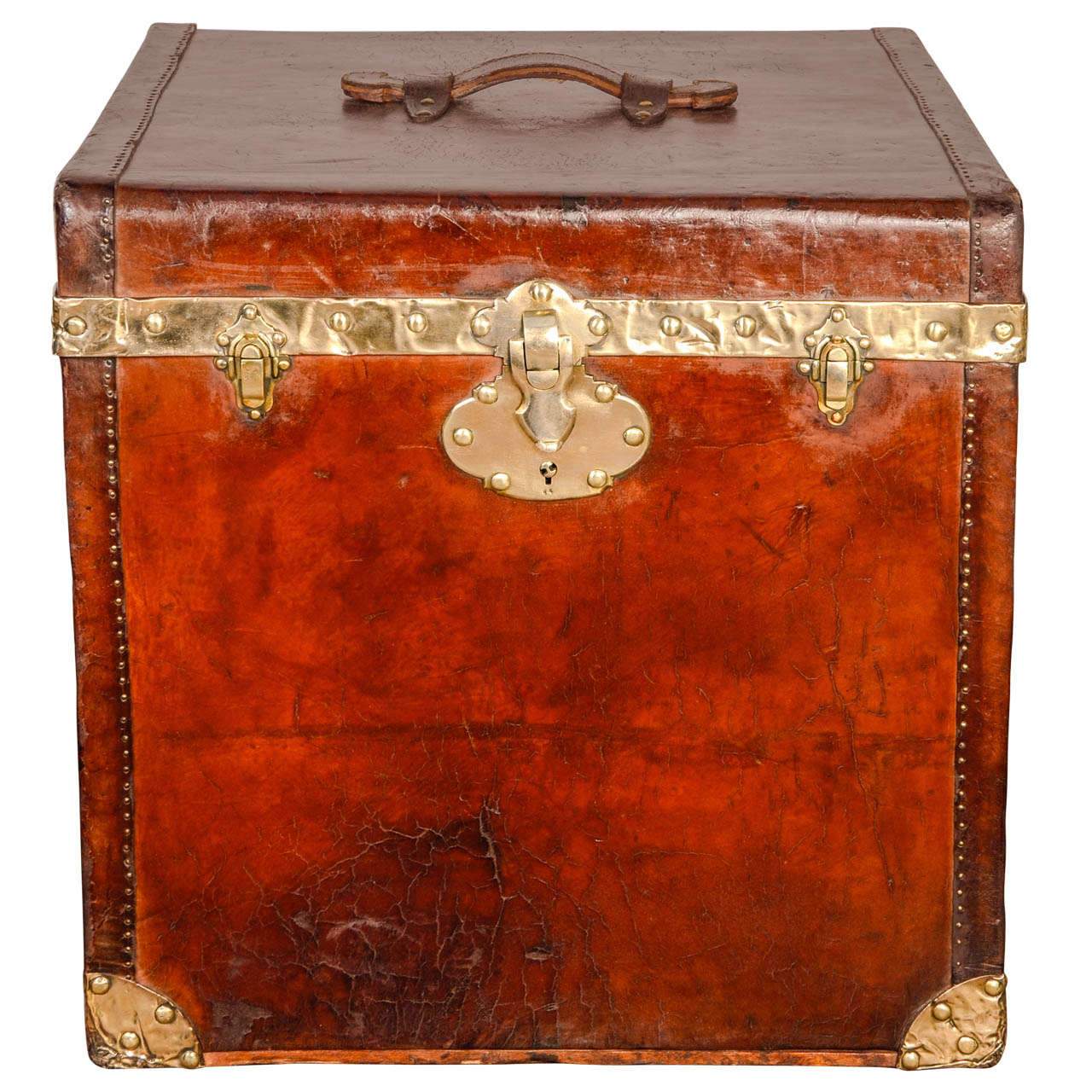 19th Century French Leather Hat Box