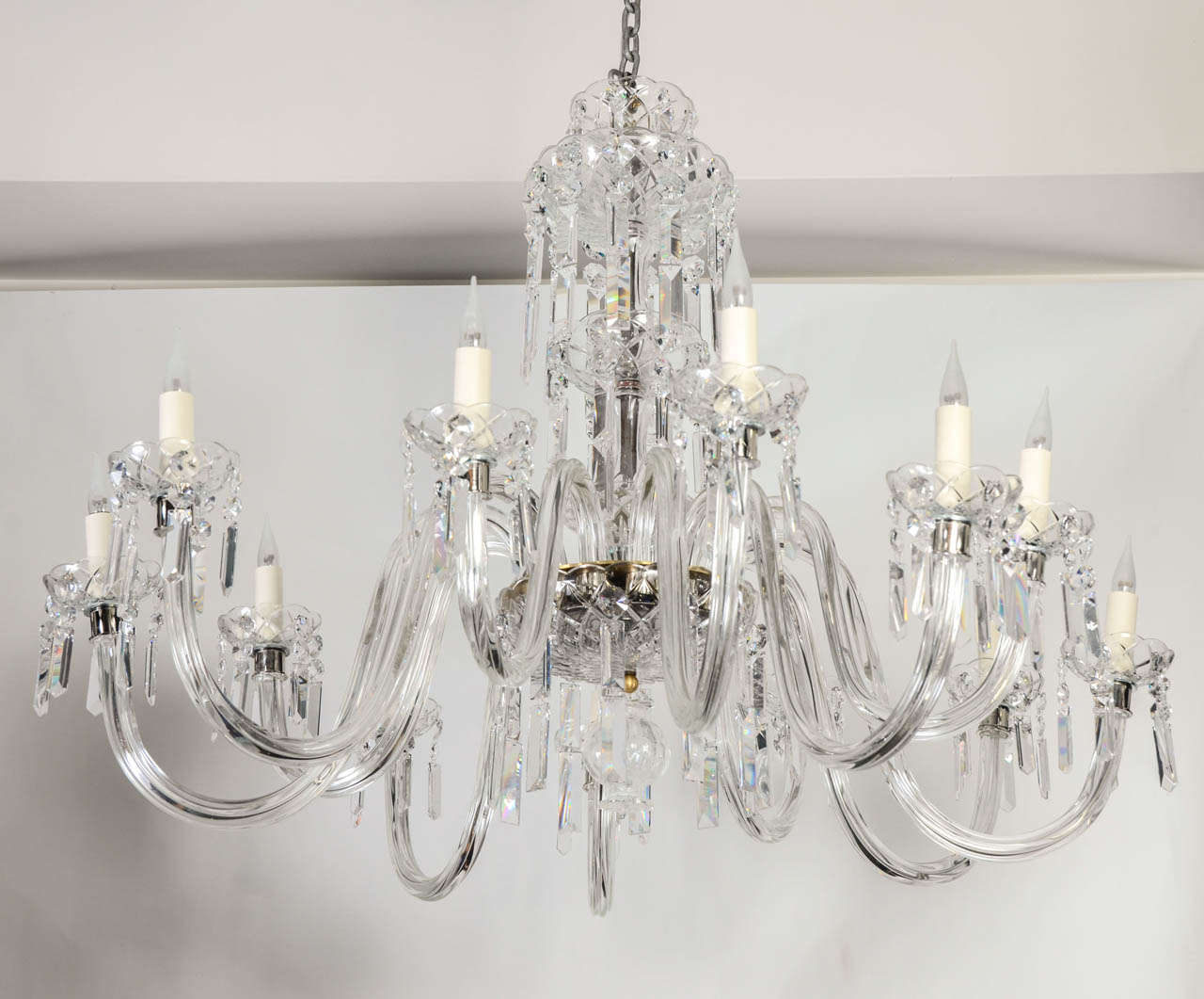 Beautiful 12 lights crystal chandelier.
This chandelier could be fitted with E10 sockets at no extra charge.