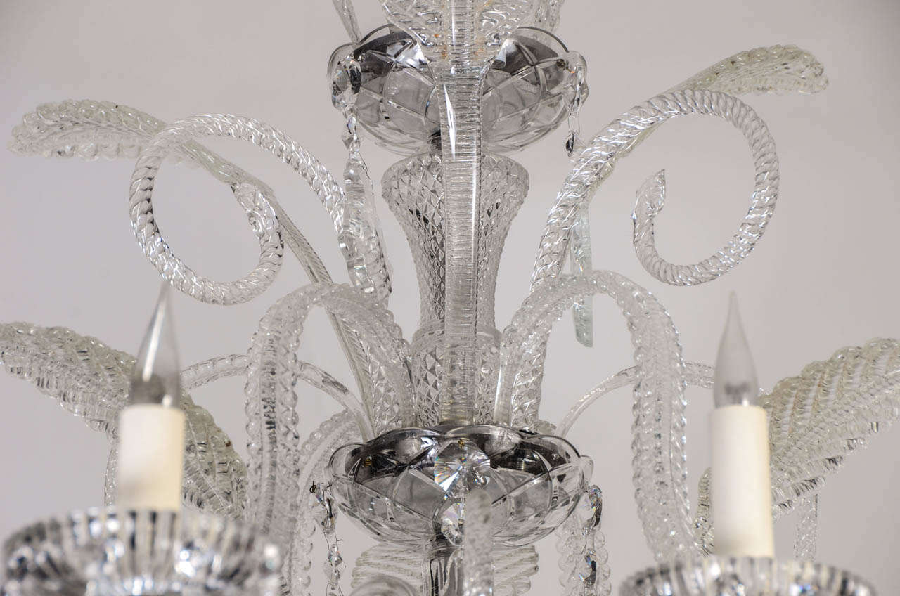 Spectacular Crystal and Murano Glass Chandelier In Excellent Condition In Saint-Ouen, FR