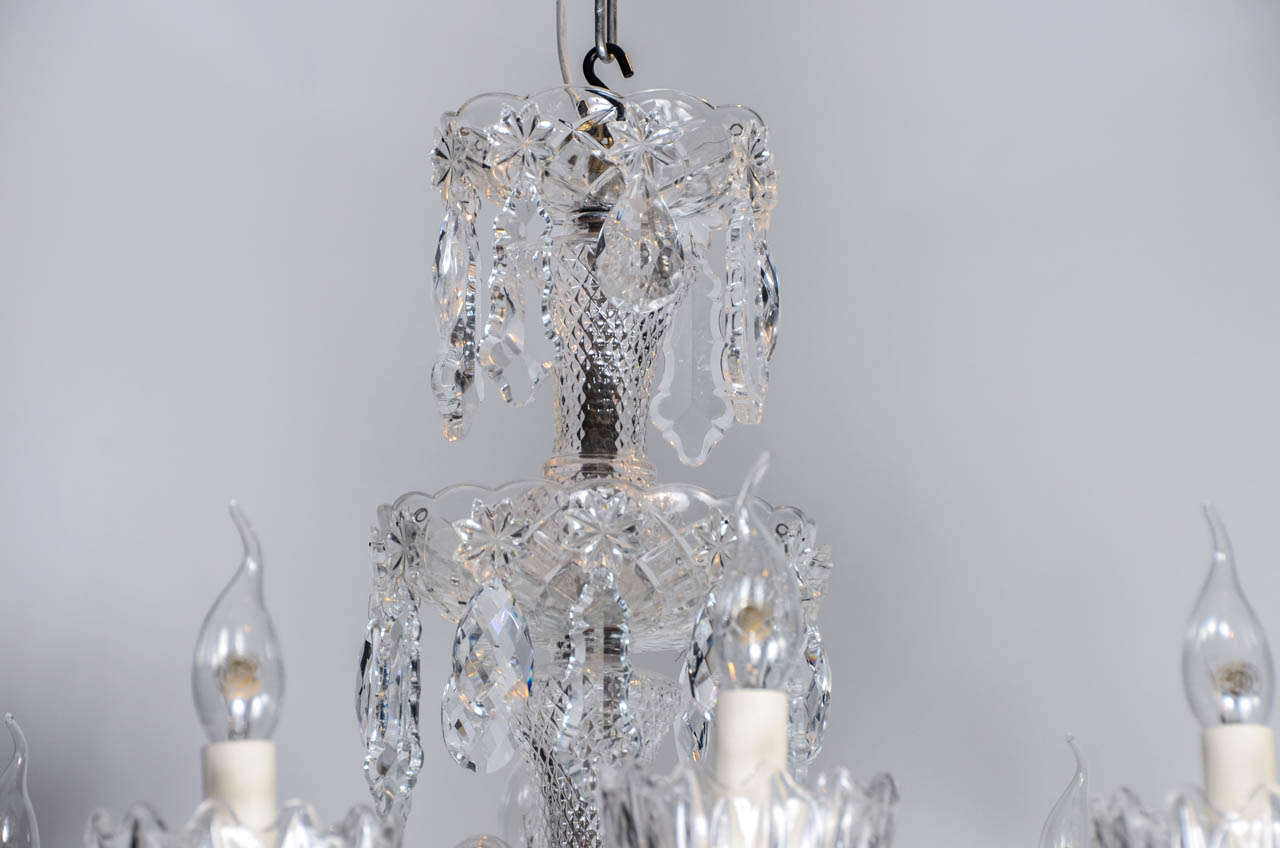 Short Italian Mid Century 12 lights all  Crystal Chandelier In Excellent Condition In Saint-Ouen, FR