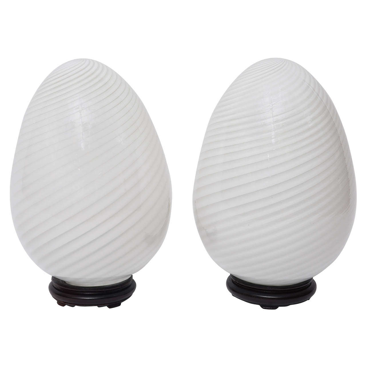 Pair of Murano Egg Table Lamps