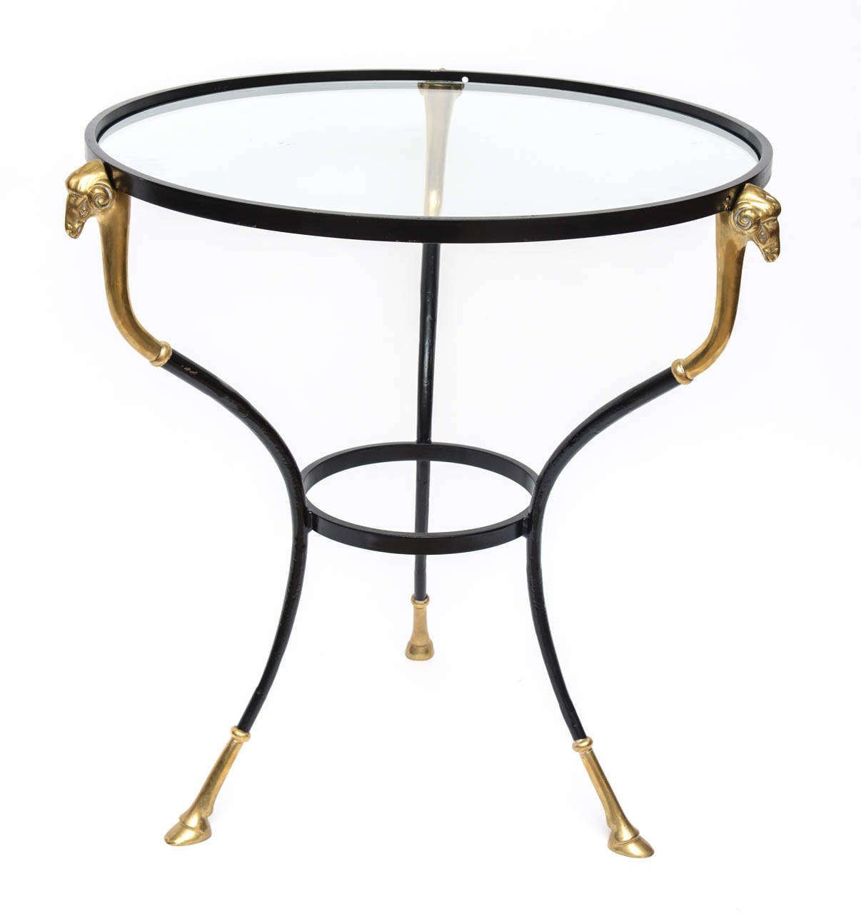Italian Regency Glass Top Table with Brass Detail For Sale at 1stDibs