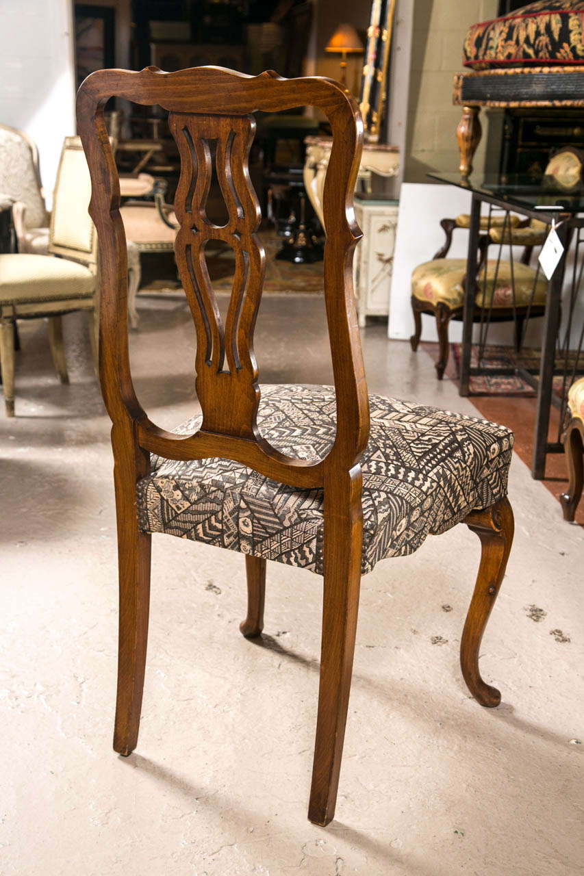 Set Ten Fine Queen Anne Styled Dining Chairs In New Fabric Walnut Cabriole Legs 1