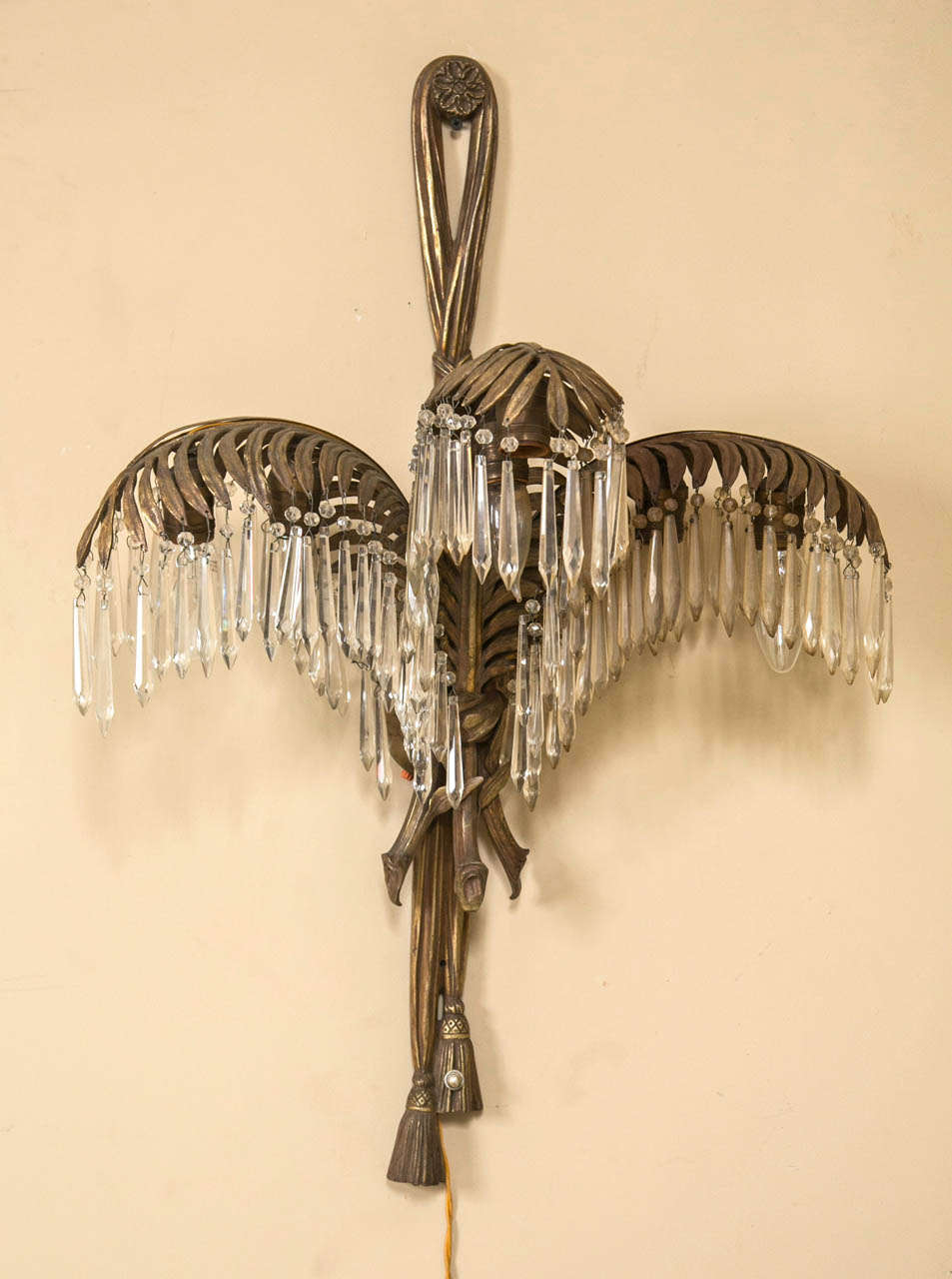 Pair of Bronze Antique Palm Leaf French Sconces