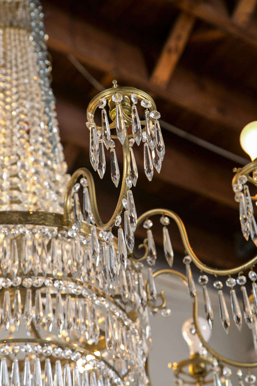 Palatial Neoclassical Style Crystal and Bronze Tear Drop Chandelier 3